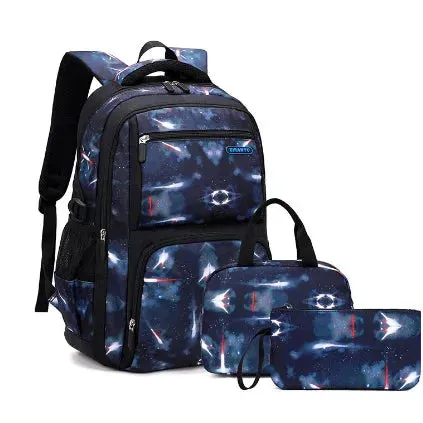 Boy's school backpack for teenager Galaxy School-Bag Backpack with Lunch-Bag for Boys Middle-School Elementary Bookbag for boys