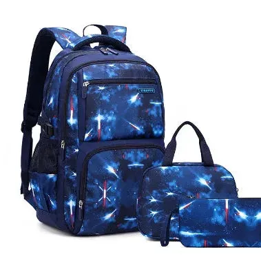 Boy's school backpack for teenager Galaxy School-Bag Backpack with Lunch-Bag for Boys Middle-School Elementary Bookbag for boys