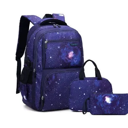 Boy's school backpack for teenager Galaxy School-Bag Backpack with Lunch-Bag for Boys Middle-School Elementary Bookbag for boys