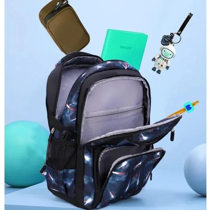 Boy's school backpack for teenager Galaxy School-Bag Backpack with Lunch-Bag for Boys Middle-School Elementary Bookbag for boys