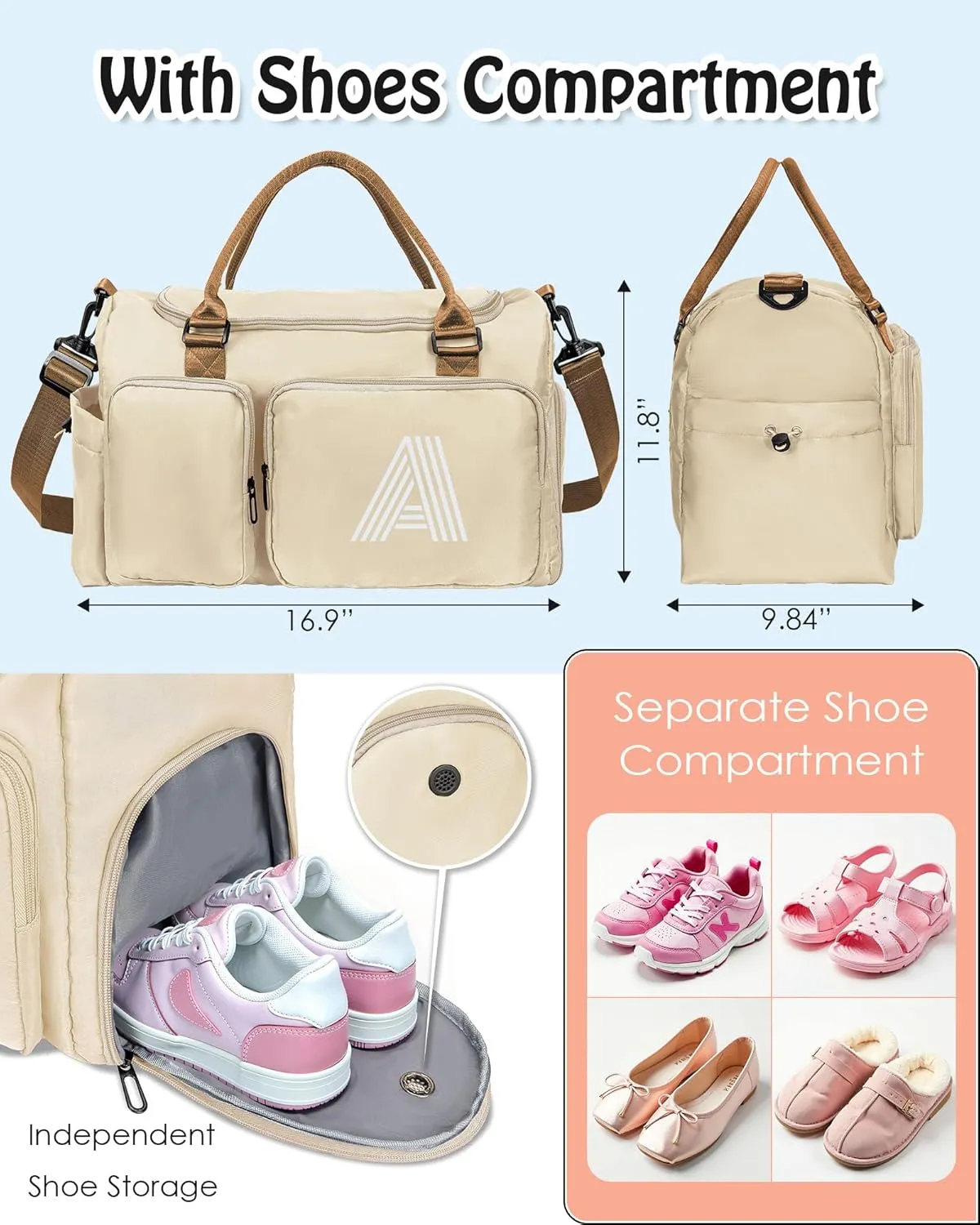 bridal shower gifts, Initial Travel Duffel Bag, Gym Bag, Duffel Bag,Personalized Weekender Bag, Friend Wedding Girlfriend Birthday Gifts for Women Gifts for Teen Girls
