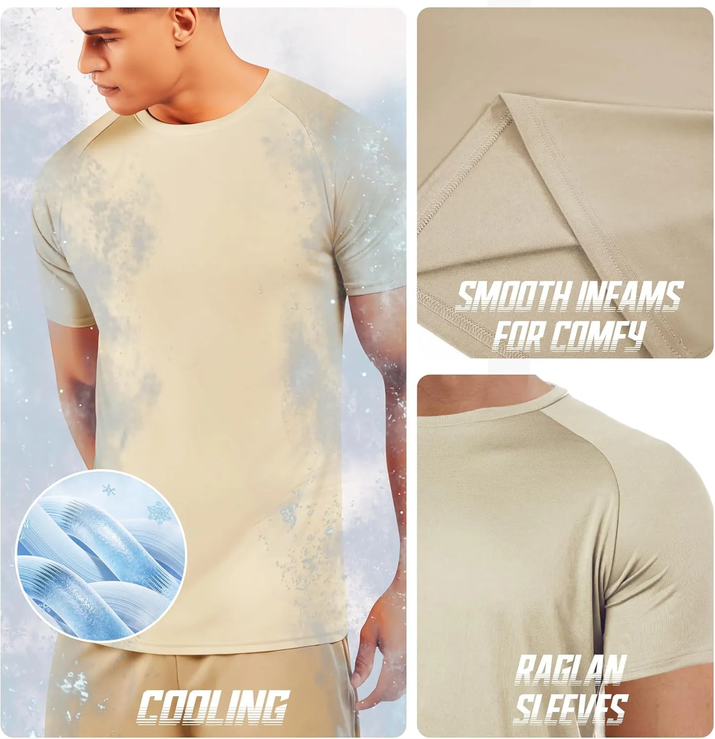 BRISIRA Coolmax Cooling Workout Shirts for Men Quick Dry Moisture Wicking Gym Tshirts Athletic Active Short Sleeve Tees
