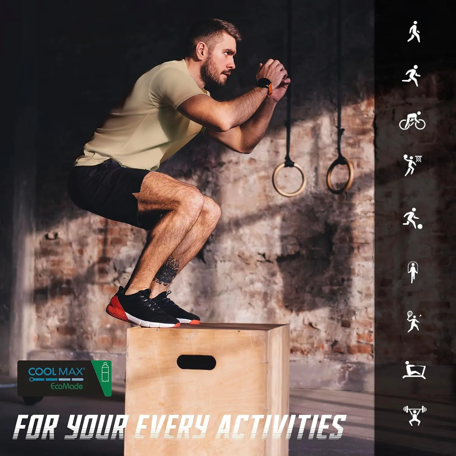 BRISIRA Coolmax Cooling Workout Shirts for Men Quick Dry Moisture Wicking Gym Tshirts Athletic Active Short Sleeve Tees