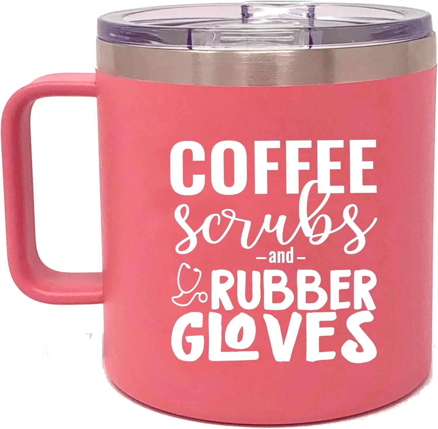 Brooke & Jess Designs Coffee Scrubs 14 oz Coffee Cup Tumbler Mug with Lid - Gift for Nurse, RN, CNA, LPN, Nursing Student, Doctor, Nurses Week