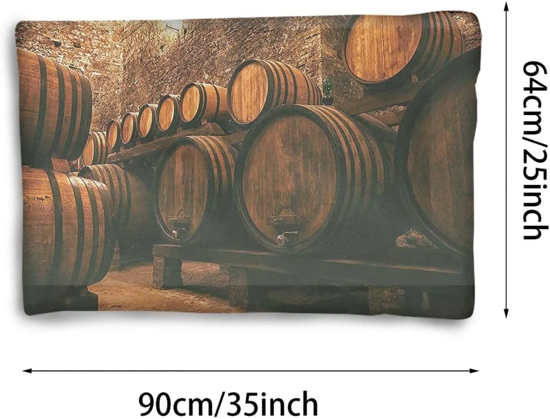 Brown Pet Dog Bed Blankets Barrels Storage Wine in Cold Dark Underground Cellar for Pets Beds Pets Blankets and Kennel Winery 25" x 35"