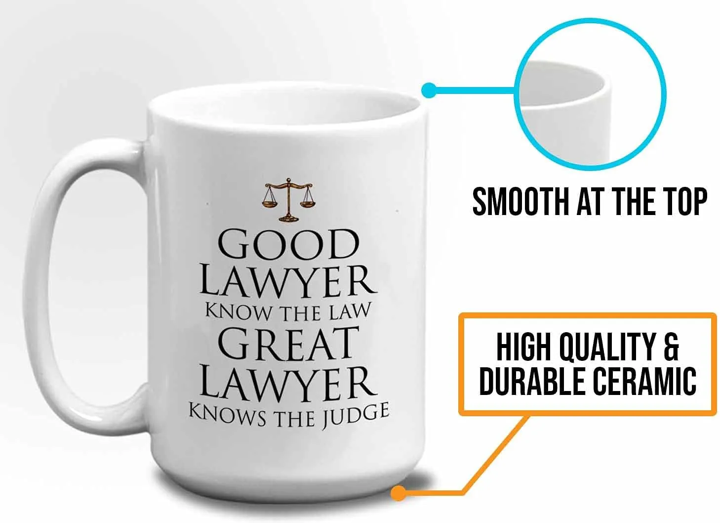 Bubble Hugs Lawyer Coffee Mug - Good Lawyer - Legal School Law Attorney Firm Advocate Plaintiff Civil Law Student 15oz White