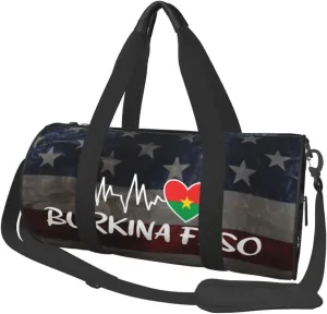 Burkina Faso Heartbeat Duffel Bag Gym Bag Travel Sports Tote Large Foldable Beach Swim Yoga7
