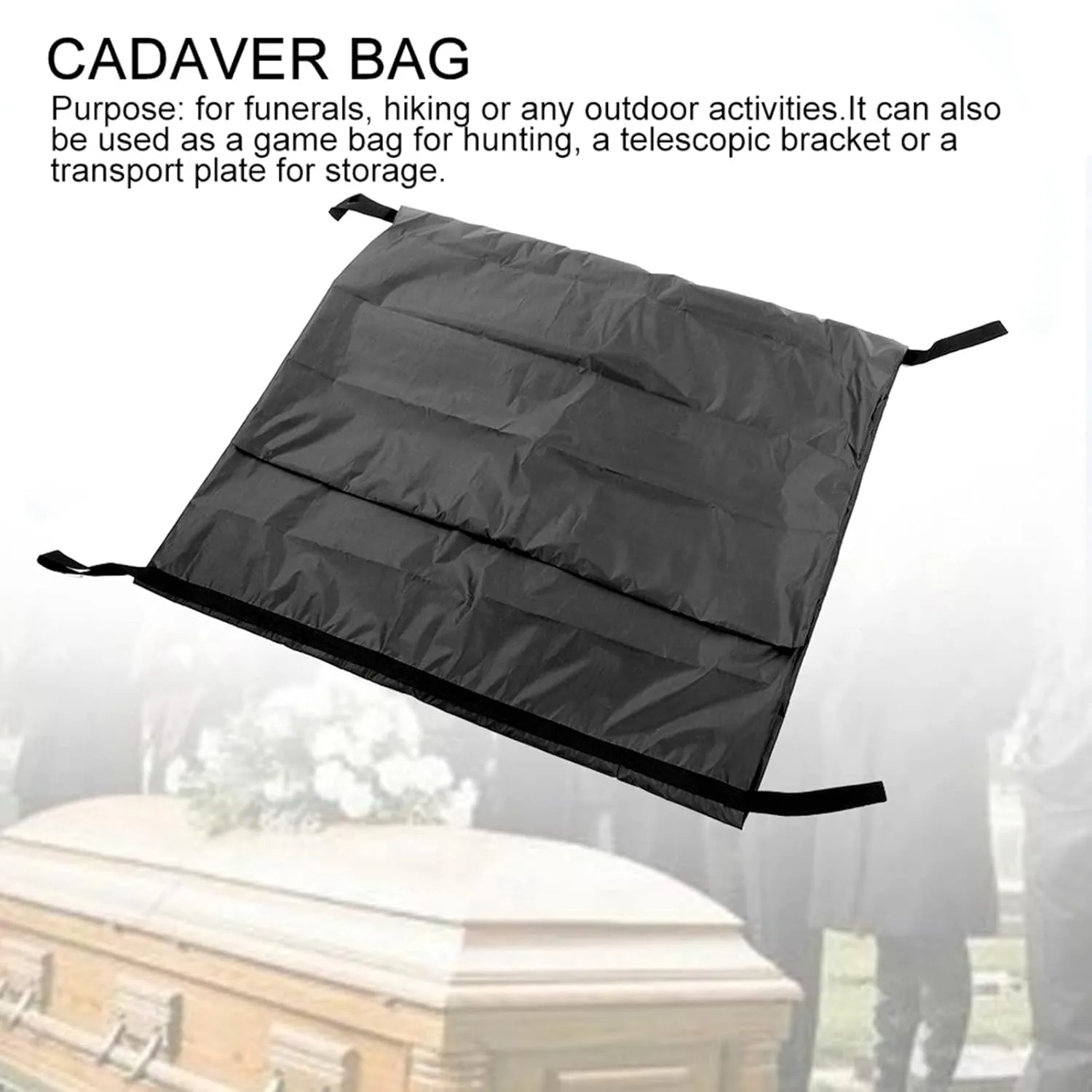 Cadaver Bag, Black Emergency Cadaver Body Bag Oxford Cloth Body Storage Bag, Portable Human Body Bag 210D Cadaver Bag for Funeral Hospital Transportation (210 * 75CM)