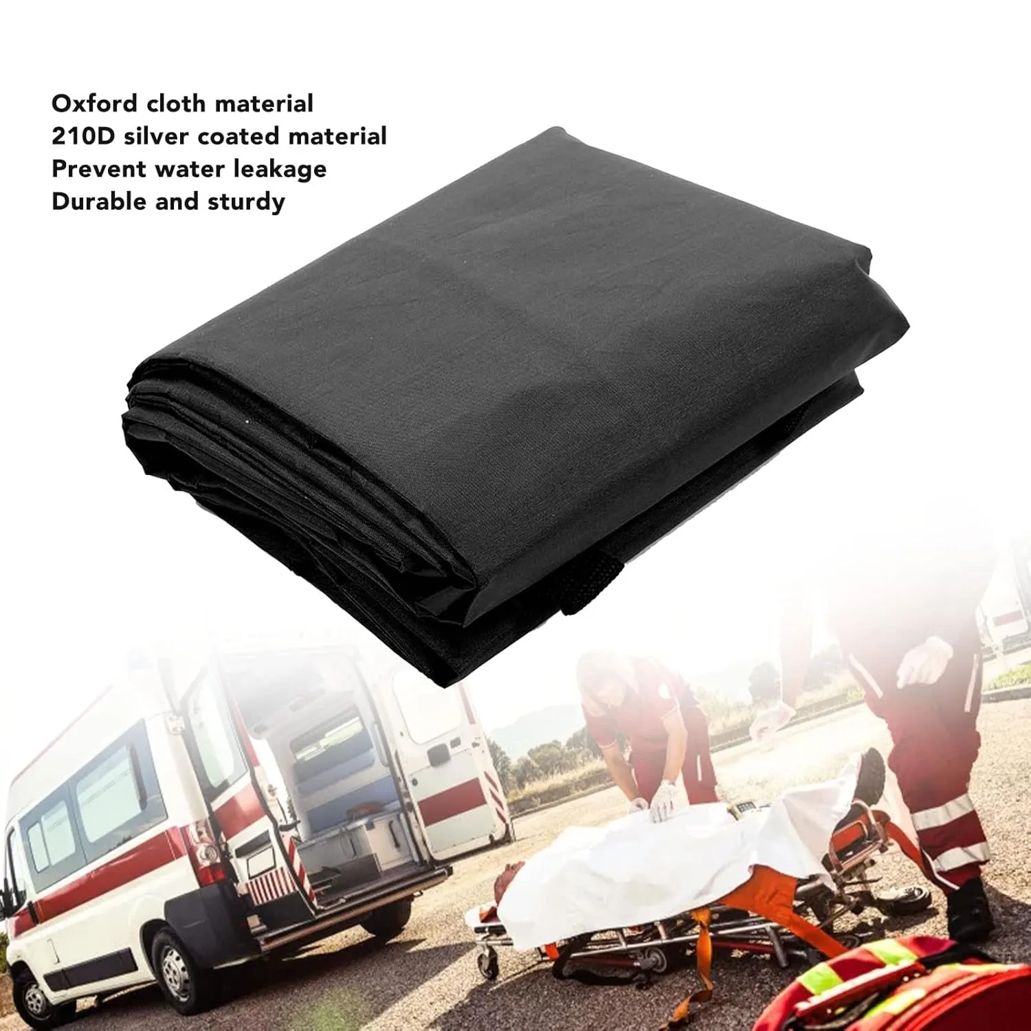 Cadaver Bag, Black Emergency Cadaver Body Bag Oxford Cloth Body Storage Bag, Portable Human Body Bag 210D Cadaver Bag for Funeral Hospital Transportation (210 * 75CM)