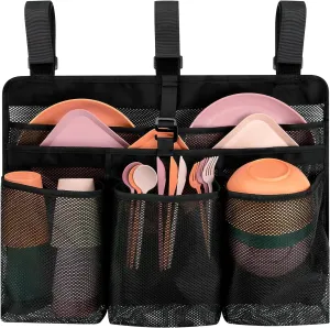Camping Dish Drying Bag Collapsible Dish Drying Rack, Portable Mesh Dinnerware Drainer Organizer for RV Campers Travel Trailers Space Saving Camping Kitchen Storage Rack