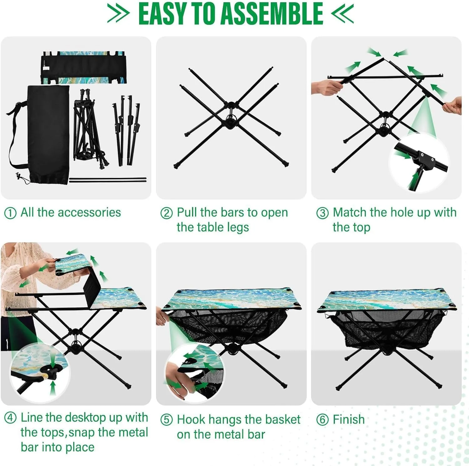 Camping Table Folding Camp Table Camping Tables with Carry Mesh Bag Portable Outdoor Table for Travel Picnic Beach Party BBQ 23.6x15.7inches Blue Beach