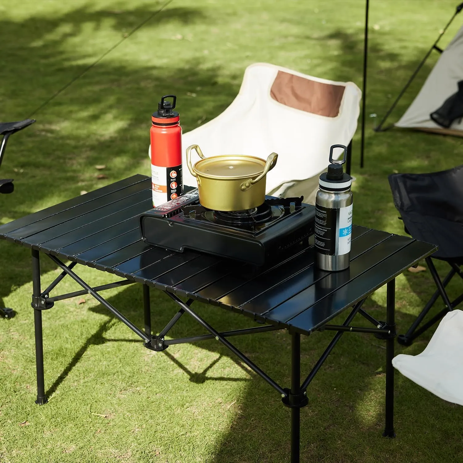 Camping Table,Folding Picnic Table,Aluminum Roll Up Table,Folding Camping Table for Outdoor Beach Barbecue Trip Yellow