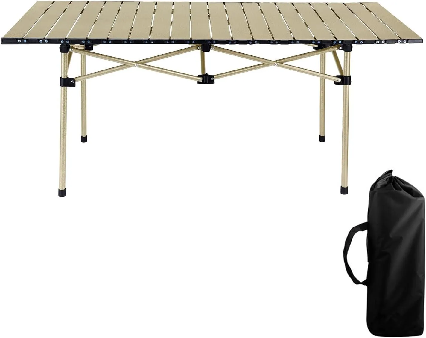 Camping Table,Folding Picnic Table,Aluminum Roll Up Table,Folding Camping Table for Outdoor Beach Barbecue Trip Yellow