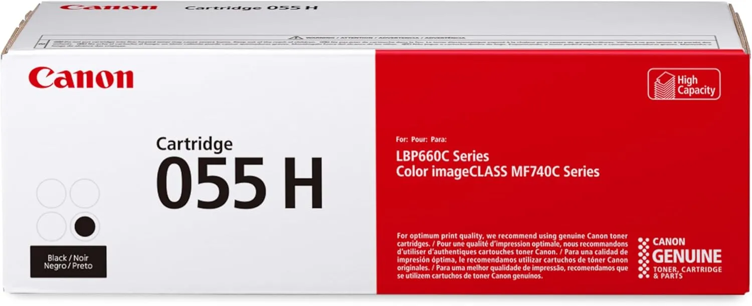 Canon 055 Genuine Black Toner Cartridge High Capacity Compatible with LBP664Cdw, MF741Cdw, MF743Cdw, MF745Cdw, MF746Cdw