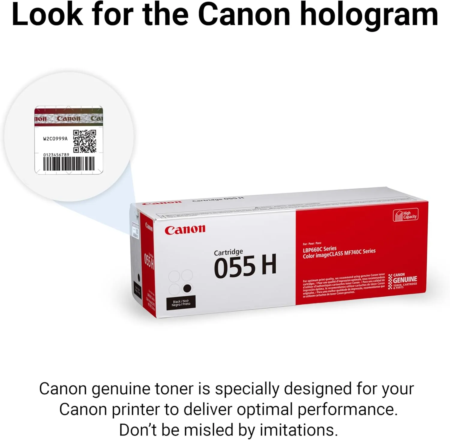 Canon 055 Genuine Black Toner Cartridge High Capacity Compatible with LBP664Cdw, MF741Cdw, MF743Cdw, MF745Cdw, MF746Cdw