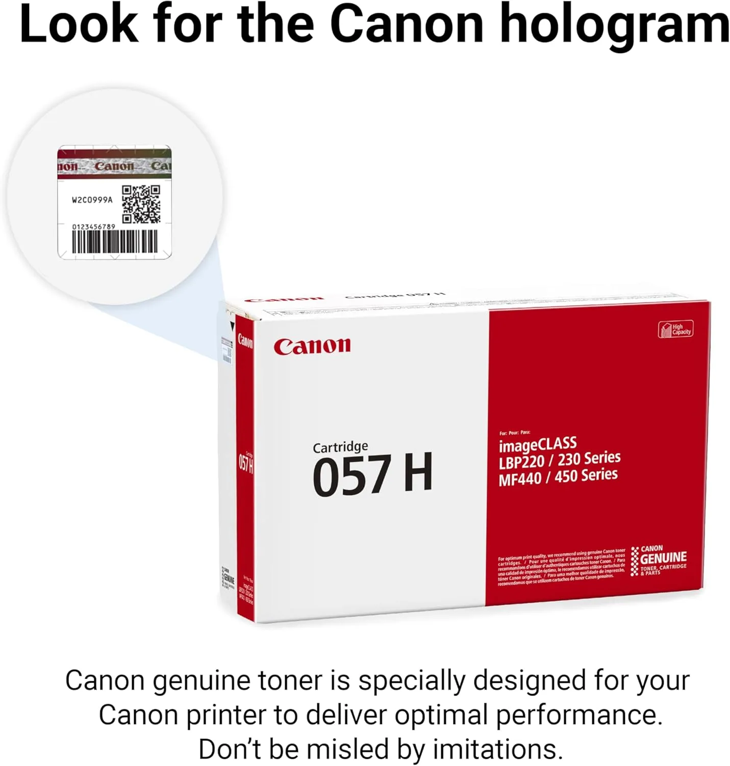 Canon Genuine 057 Black Toner Cartridge High Capacity Compatible with LBP220 Series, LBP230 Series, MF440 Series, MF450 Series