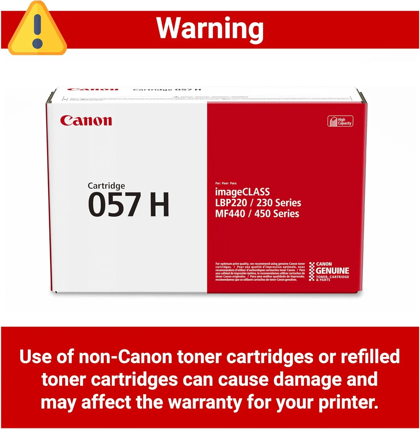 Canon Genuine 057 Black Toner Cartridge High Capacity Compatible with LBP220 Series, LBP230 Series, MF440 Series, MF450 Series