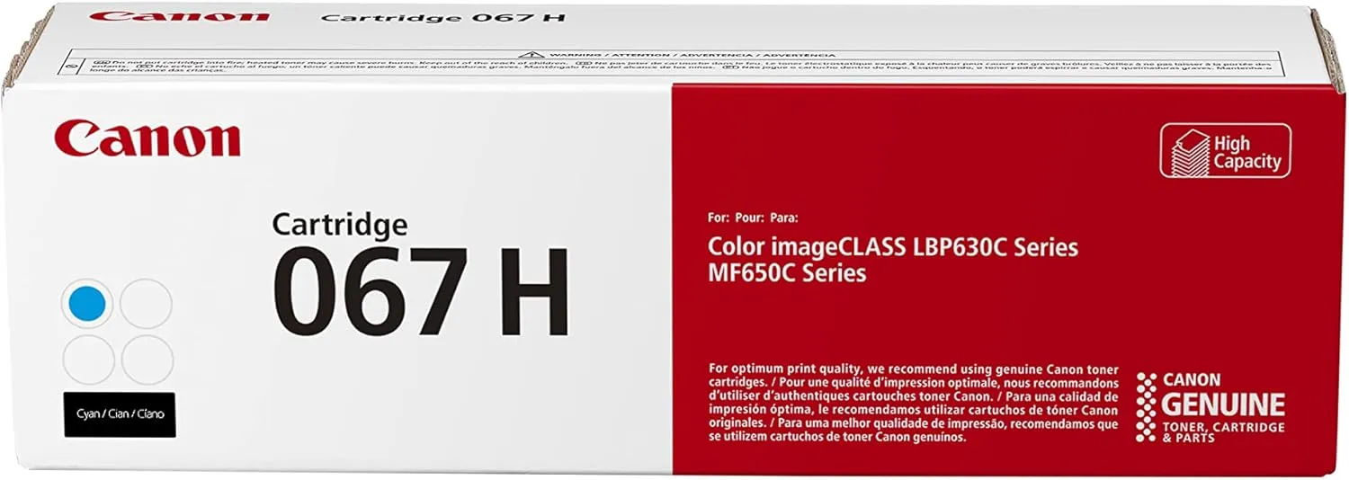 Canon Genuine 067 Cyan Toner Cartridge High Capacity Compatible with LBP633Cdw, LBP632Cdw, MF652Cdw, MF653Cdw, MF654Cdw, MF656Cdw