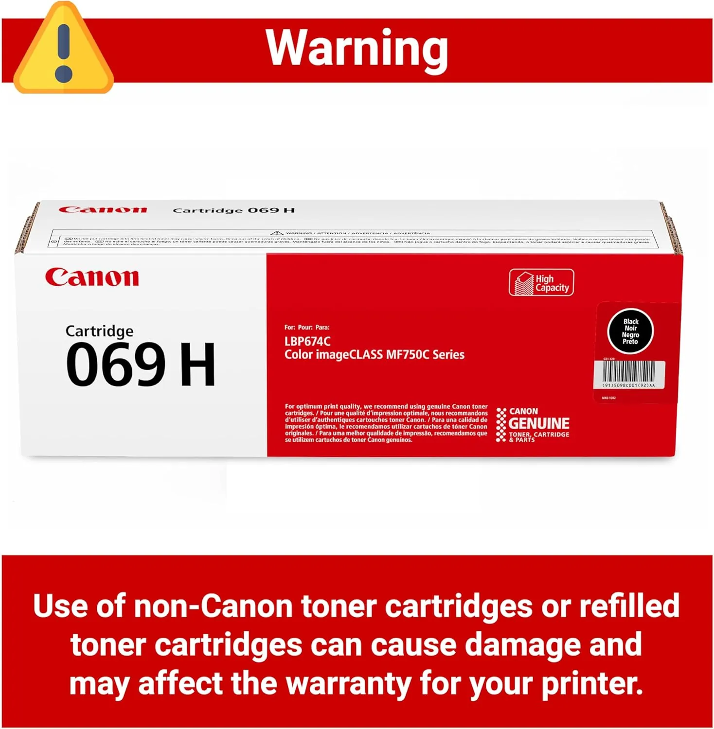 Canon Genuine 069 Black Toner Cartridge High Capacity Compatible with MF753Cdw, MF751Cdw, LBP674Cdw