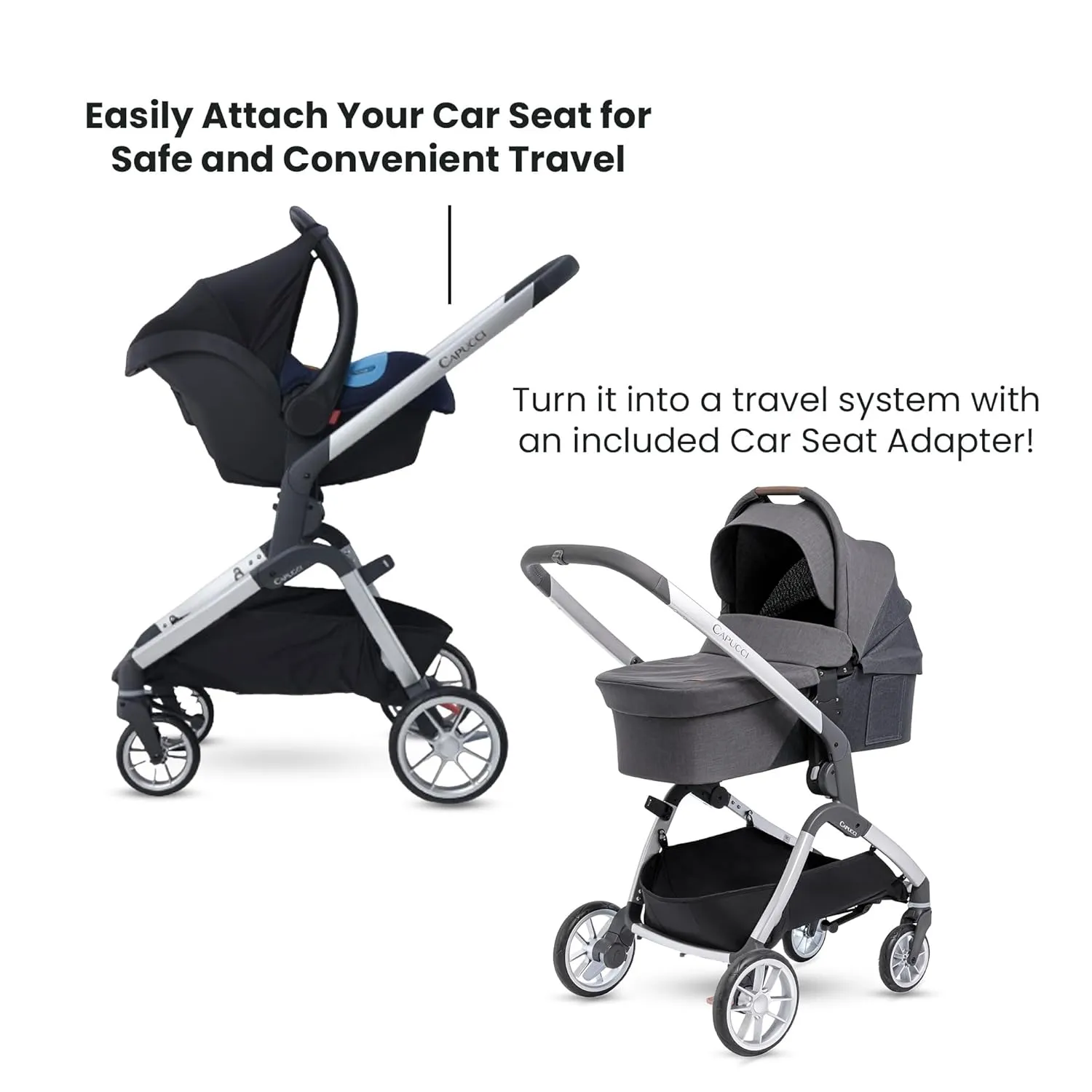 Capucci Velos Stroller - Premium Modular & Comfort, Self Standing with One Hand Auto Fold, Versatile Seat Options Baby Stroller w/Car Seat Adapter and Ample Storage, Starry Sky
