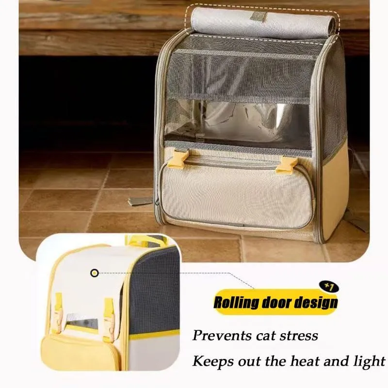 Car Cat Carrier for Hyundai Grandeur/Azera 2005-2024, Pet Carrier Travel Bag for Small Medium Cats with Mesh Ventilation, Breathable Foldable for Airplane, Car, Vet Visits,Yellow
