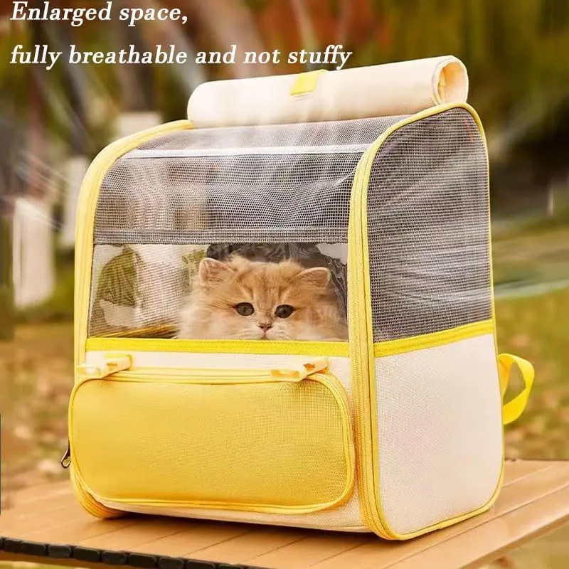 Car Cat Carrier for Hyundai Grandeur/Azera 2005-2024, Pet Carrier Travel Bag for Small Medium Cats with Mesh Ventilation, Breathable Foldable for Airplane, Car, Vet Visits,Yellow