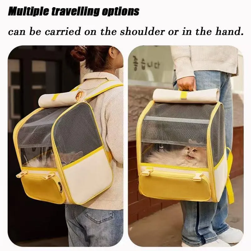 Car Cat Carrier for Hyundai Grandeur/Azera 2005-2024, Pet Carrier Travel Bag for Small Medium Cats with Mesh Ventilation, Breathable Foldable for Airplane, Car, Vet Visits,Yellow