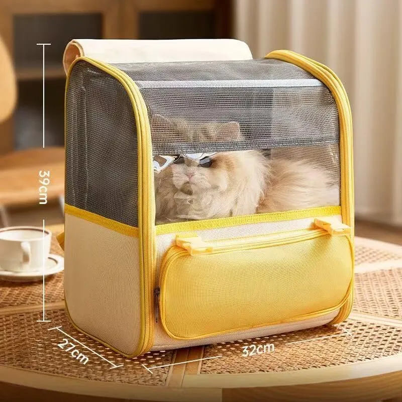 Car Cat Carrier for Hyundai Grandeur/Azera 2005-2024, Pet Carrier Travel Bag for Small Medium Cats with Mesh Ventilation, Breathable Foldable for Airplane, Car, Vet Visits,Yellow