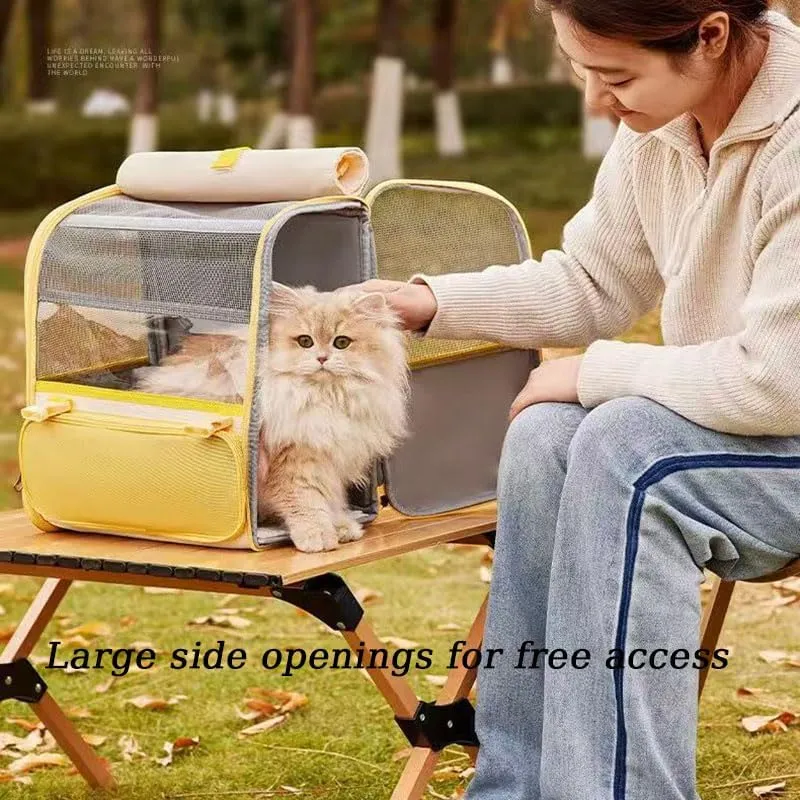 Car Cat Carrier for Toyota Corolla Fielder 2012-2018, Pet Carrier Travel Bag for Small Medium Cats with Mesh Ventilation, Breathable Foldable for Airplane, Car, Vet Visits,Yellow