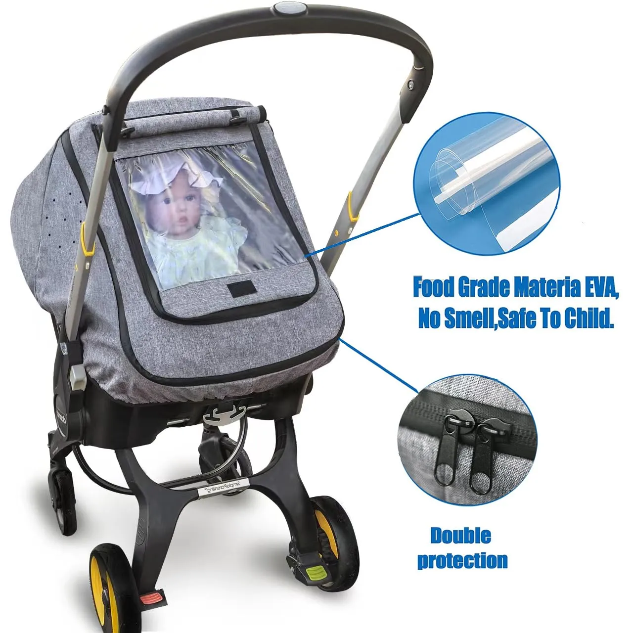 Car Seat Rain Cover,Universal Baby Stroller Accessory for Infant Car Seat Stroller,Waterproof, Windproof Protection,Protect from Dust Snow(Grey)