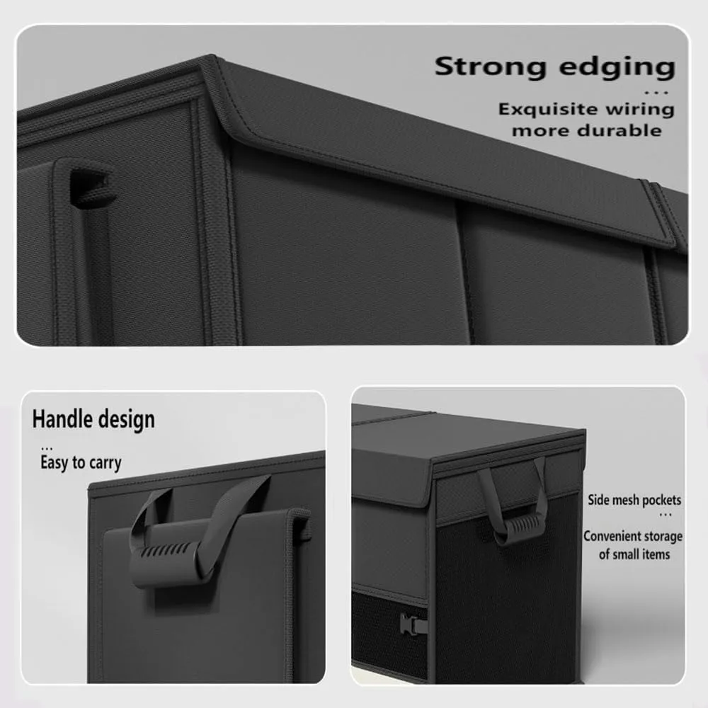 Car Trunk Organizer for Dodge Ram 2500/3500 2019 2020 2021 2022 2023 2024, with Velcro Large Capacity Foldable Waterproof Multi Layer Design Portable Travel Bag,XL-Black