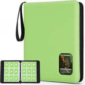 Card Binder 9 Pocket, Trading Card Binder with Clear Window Design, 720 Double Sided Pocket PU Collection Binder, Card Albums for MTG, TCG, and Sports Cards(Green Grass)