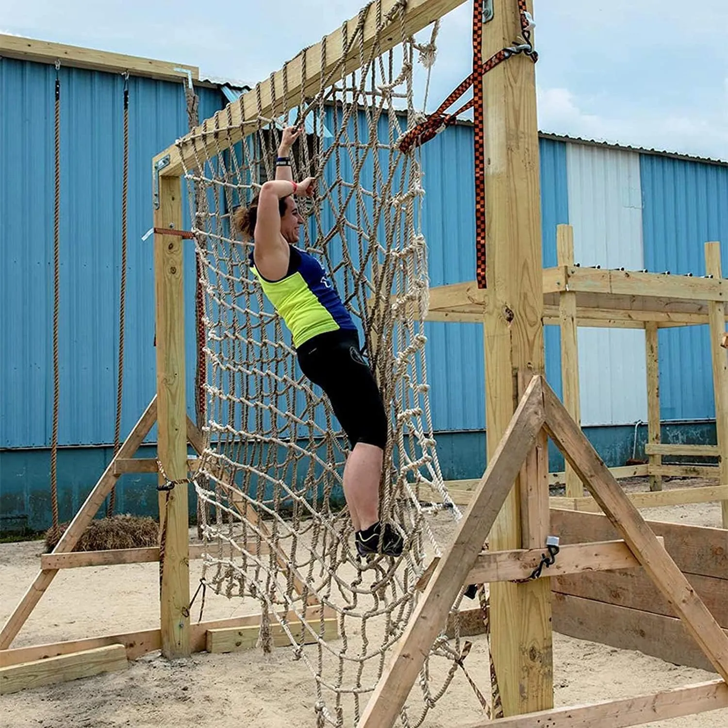 Cargo Climbing Net,Outdoor Treehouse Safety Protection Net Playground Climbing Netting,Rope Thickness 6mm,Truck Trailer Nets Cargo Net(Size:1x2m/3.3x6.5ft)