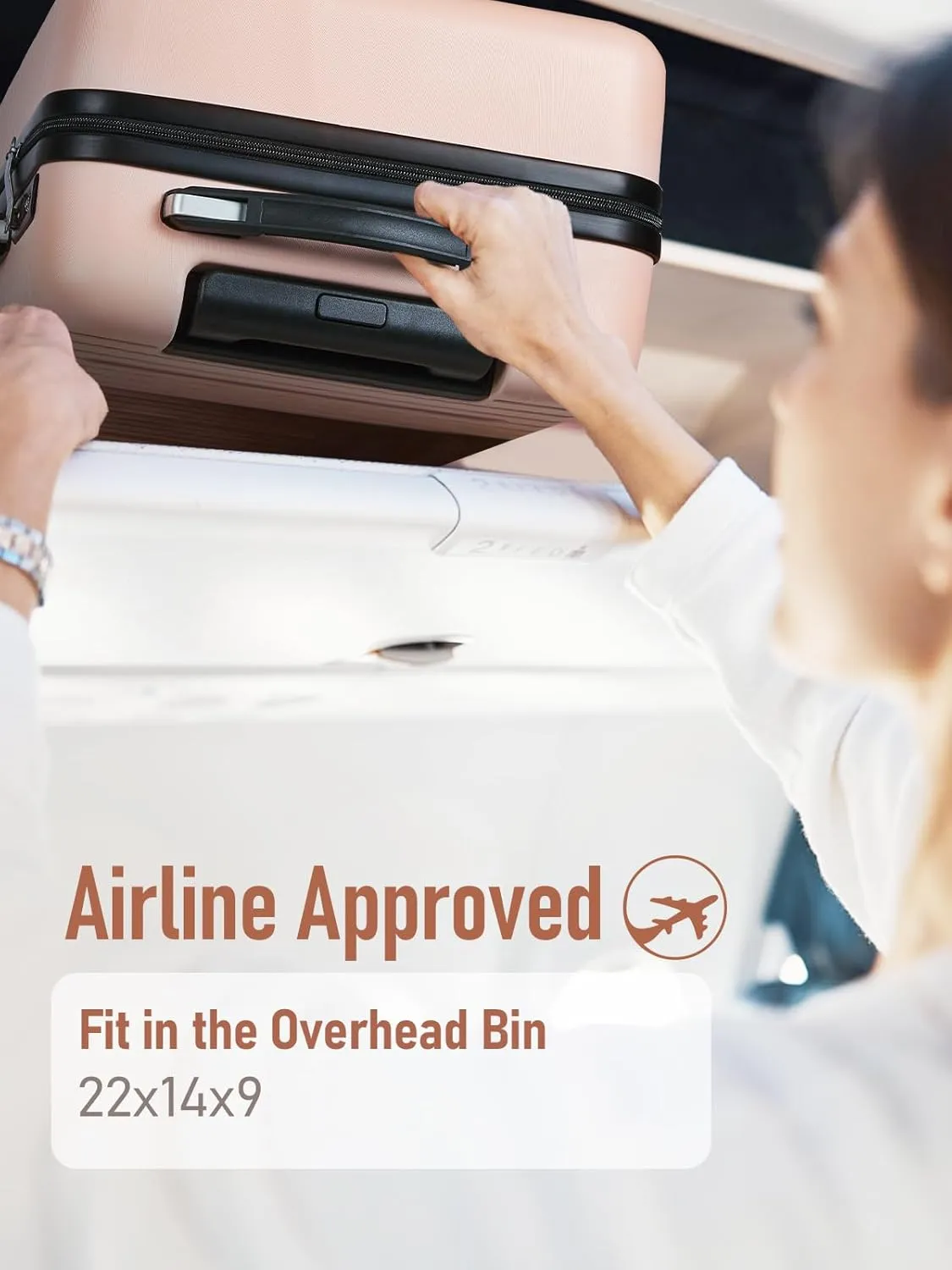 Carry on Luggage 22x14x9 Airline Approved with Spinner Wheels, Hardside Lightweight 20" Carry on Suitcase Airline Approved TSA Lock (Pink with Black)
