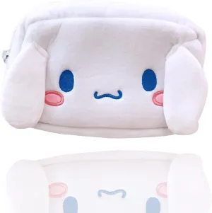 Cartoon Cosmetic Bag With Zipper,Kawaii Plush Makeup Bag,Cute Brush Organizer Toiletry Bag for Women Girls(Dog White)