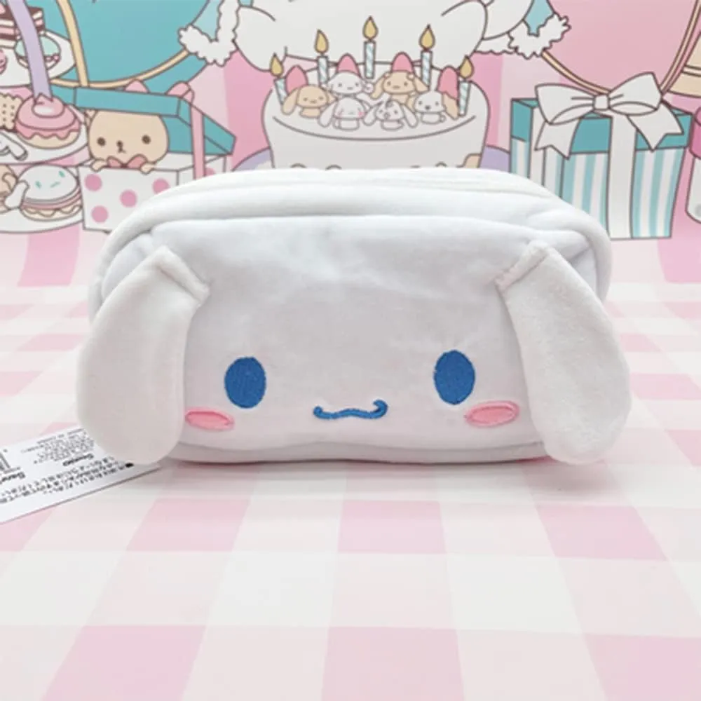 Cartoon Cosmetic Bag With Zipper,Kawaii Plush Makeup Bag,Cute Brush Organizer Toiletry Bag for Women Girls(Dog White)