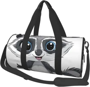 Cartoon cute raccoon 1 Printed Sports Gym Bag for Men Women Foldable Duffel Bag Carry On Weekender Bag for Travel Sports