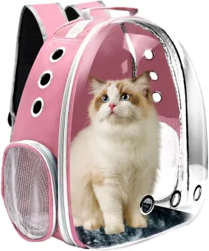 Cat Backpack Carrier, Pet Cat Carrier with Ventilated Design for Carrying Puppy Cats, Pet Carrier Backpack for Traveling/Hiking/Camping/Outdoors Airline Approved Travel Carrier(Pink)