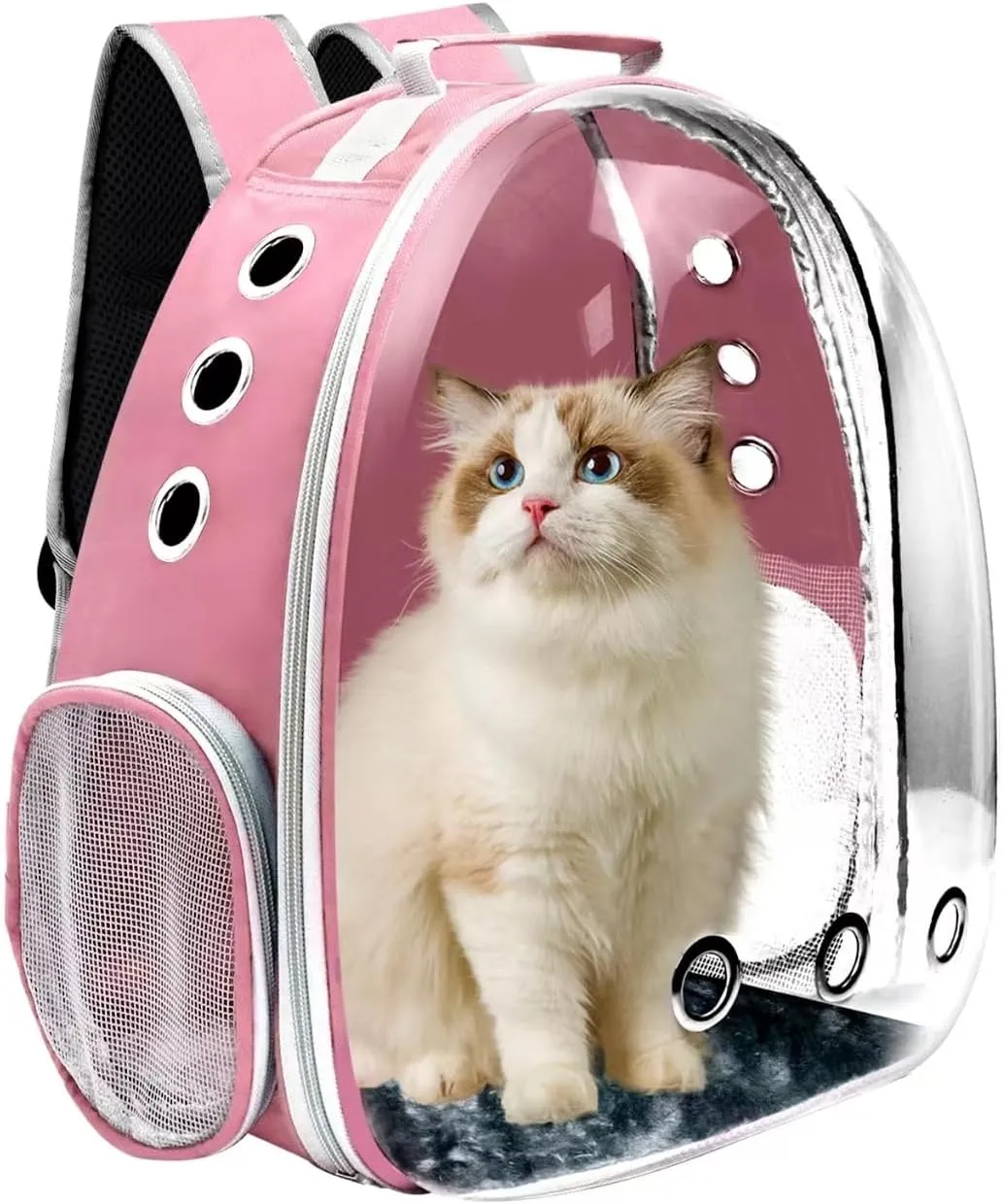 Cat Backpack Carrier, Pet Cat Carrier with Ventilated Design for Carrying Puppy Cats, Pet Carrier Backpack for Traveling/Hiking/Camping/Outdoors Airline Approved Travel Carrier(Pink)