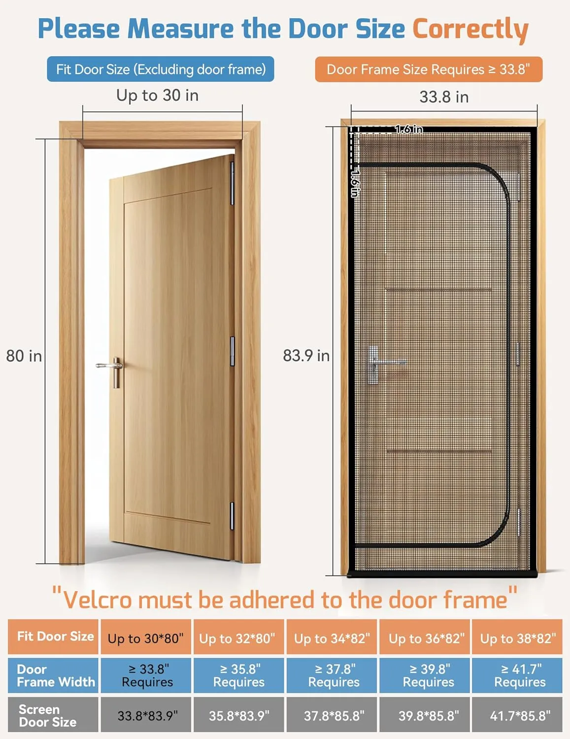 Cat Screen Door, Extra Tall Cat-Proof Mesh Gate, Fit Door Size 30'' x 80.5'', Anti Scratch Mesh with Zipper Closure, for Living Room, Kitchen, Bedroom (Black)
