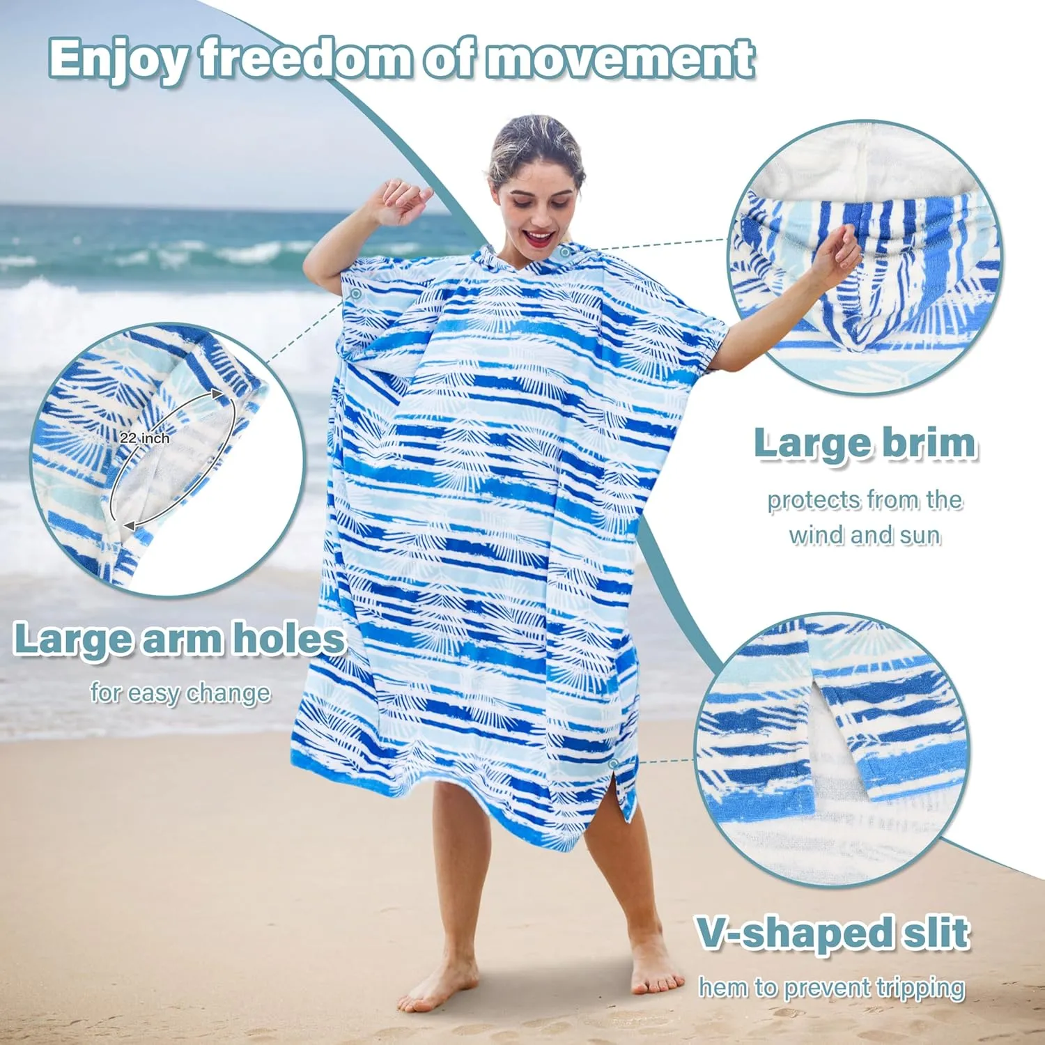 Catalonia Absorbent Surf Poncho Men Women, Quick Dry Towel Changing Poncho, Hooded Towel Poncho Adult, Changing Robe for Beach Surfing Swimming