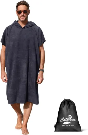 Catalonia Absorbent Surf Poncho Men Women, Quick Dry Towel Changing Poncho, Hooded Towel Poncho Adult, Changing Robe for Beach Surfing Swimming