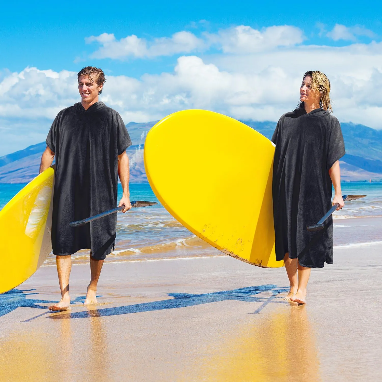 Catalonia Absorbent Surf Poncho Men Women, Quick Dry Towel Changing Poncho, Hooded Towel Poncho Adult, Changing Robe for Beach Surfing Swimming