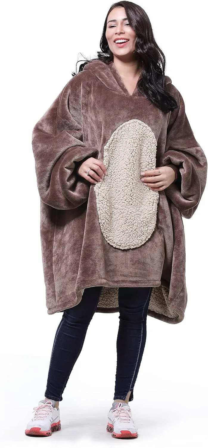 Catalonia Oversized Blanket Hoodie Sweatshirt, Comfortable Wearable Sherpa Pullover,Gift for Her