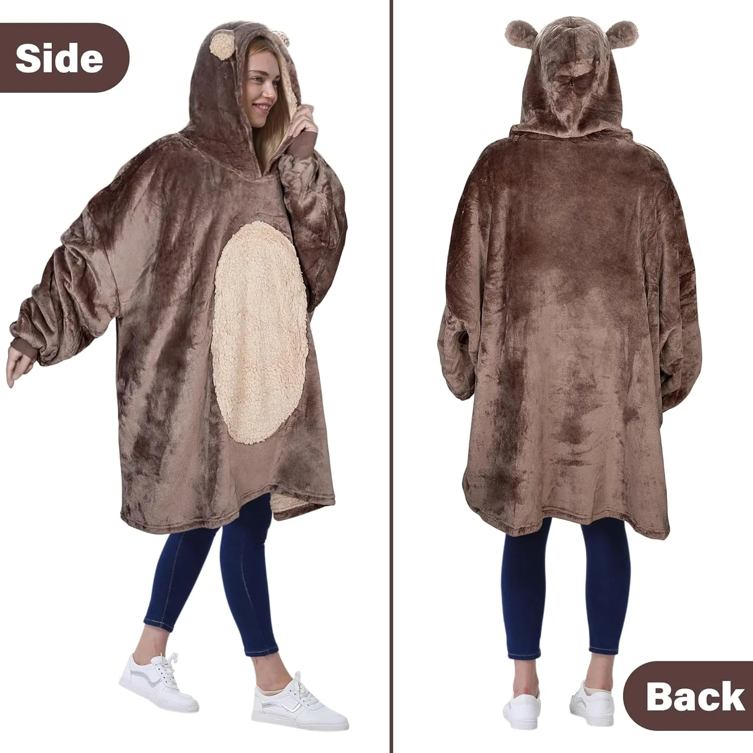 Catalonia Oversized Blanket Hoodie Sweatshirt, Comfortable Wearable Sherpa Pullover,Gift for Her