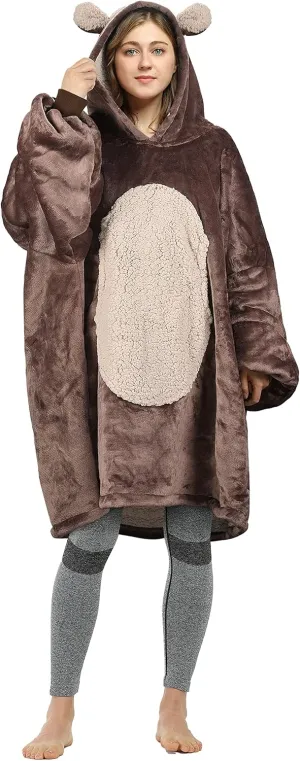 Catalonia Oversized Blanket Hoodie Sweatshirt, Comfortable Wearable Sherpa Pullover,Gift for Her