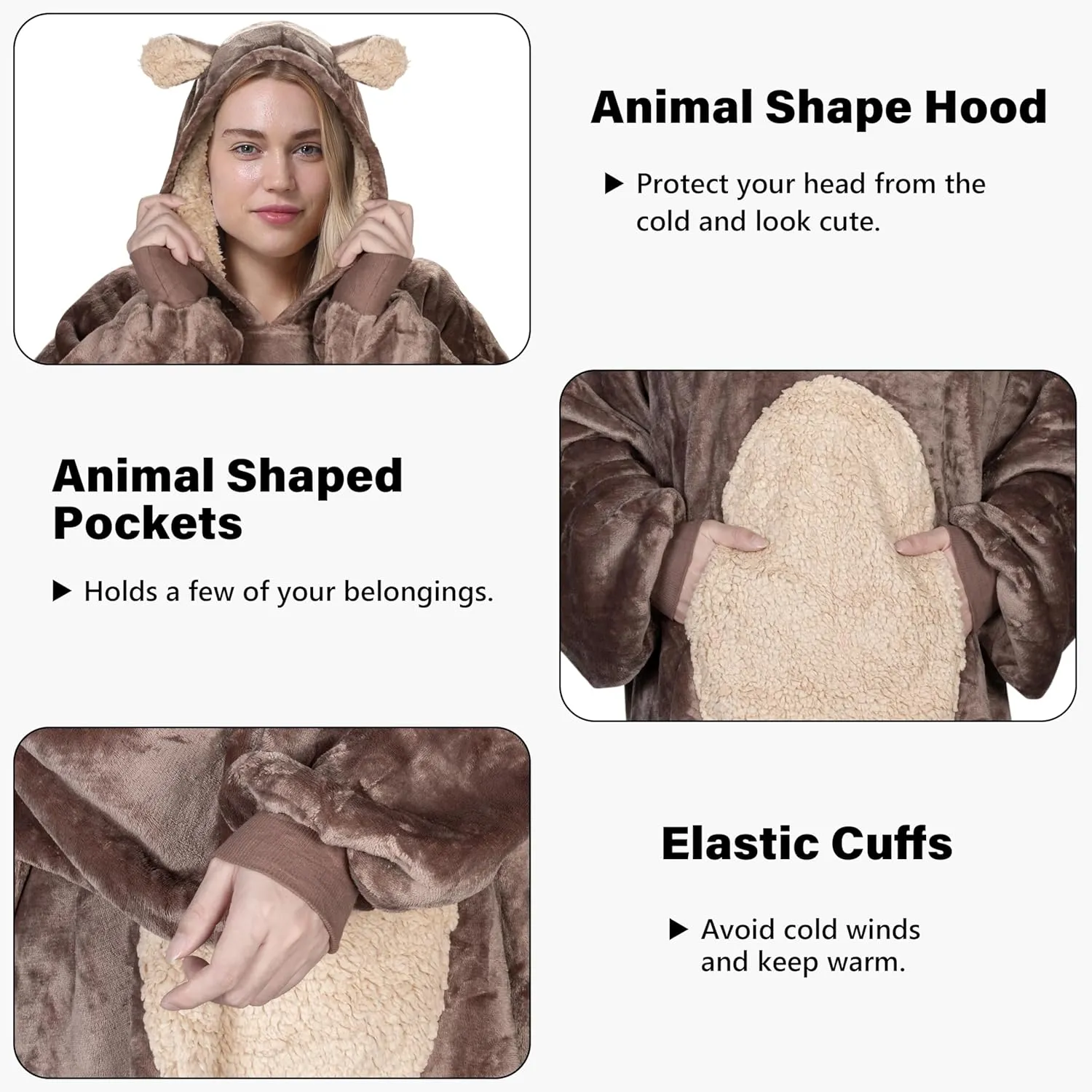 Catalonia Oversized Blanket Hoodie Sweatshirt, Comfortable Wearable Sherpa Pullover,Gift for Her