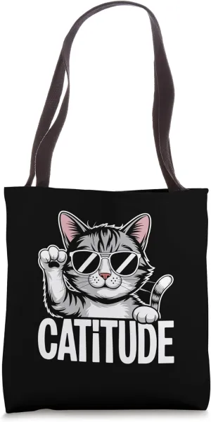 Catitude Cat Lover Feline Pet Meow Love Cats Tote Bag