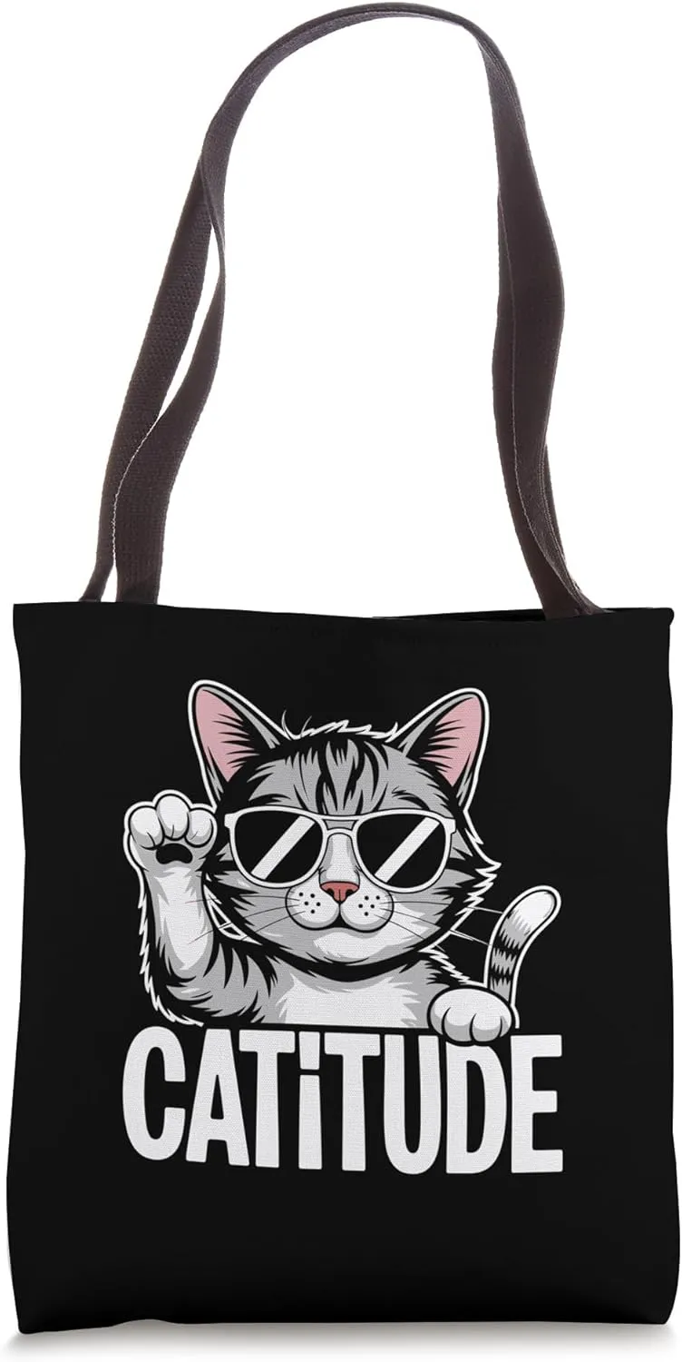 Catitude Cat Lover Feline Pet Meow Love Cats Tote Bag