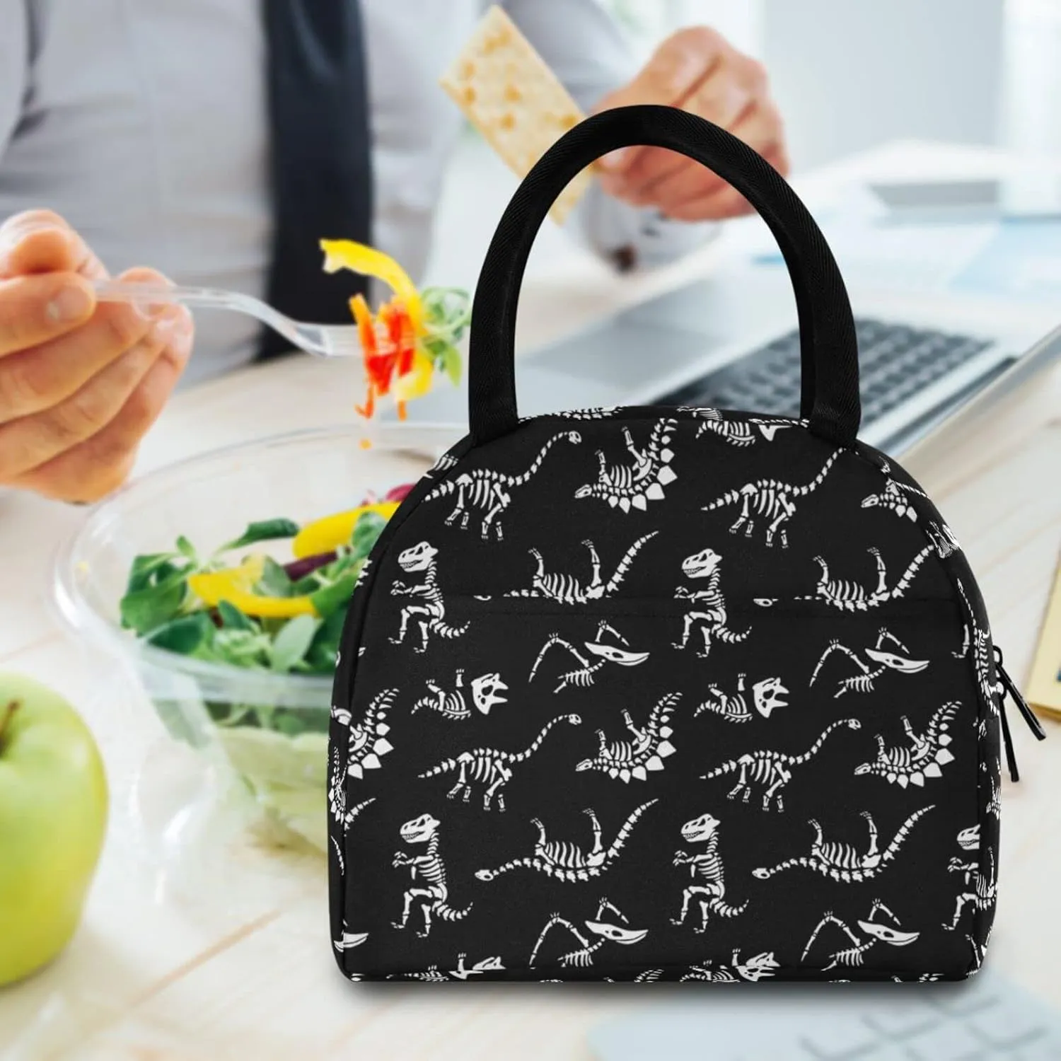 CBBYY Lunch Bag Women Reusable Insulated Cute Lunch Tote Bag for Adult & Student Leakproof Cooler Lunch Bags for Work Office Travel School Picnic (Fossil Of Cartoon Dinosaur)
